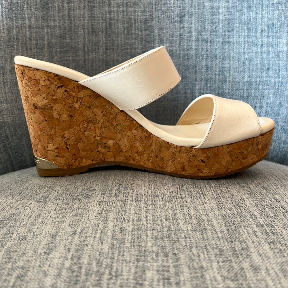 Brand new never worn Jimmy Choo white wedge sandal